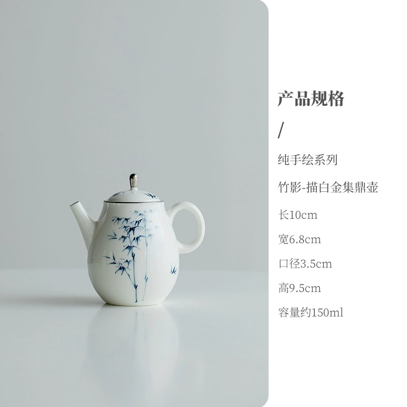 Hand-drawn platinum tea Household ceramic small tea making tea Chinese kung fu tea set small porcelain