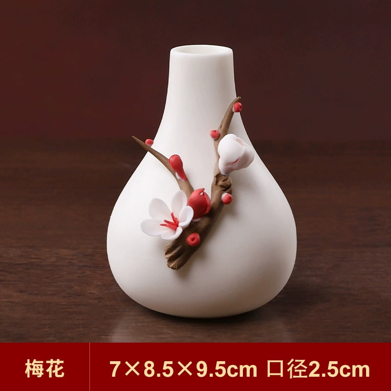 Qi Flower Ware Dehua Ceramic Handmade Flower Small Vase Home Life Products Italian Small Porcelain Vase Flower Insert Products