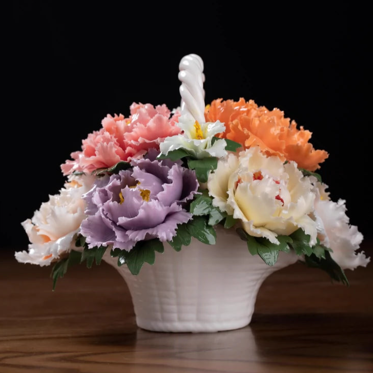 Ceramics "Flower Wealth" Peony Flower Piece "Office Customer" Desktop "Product" Product "