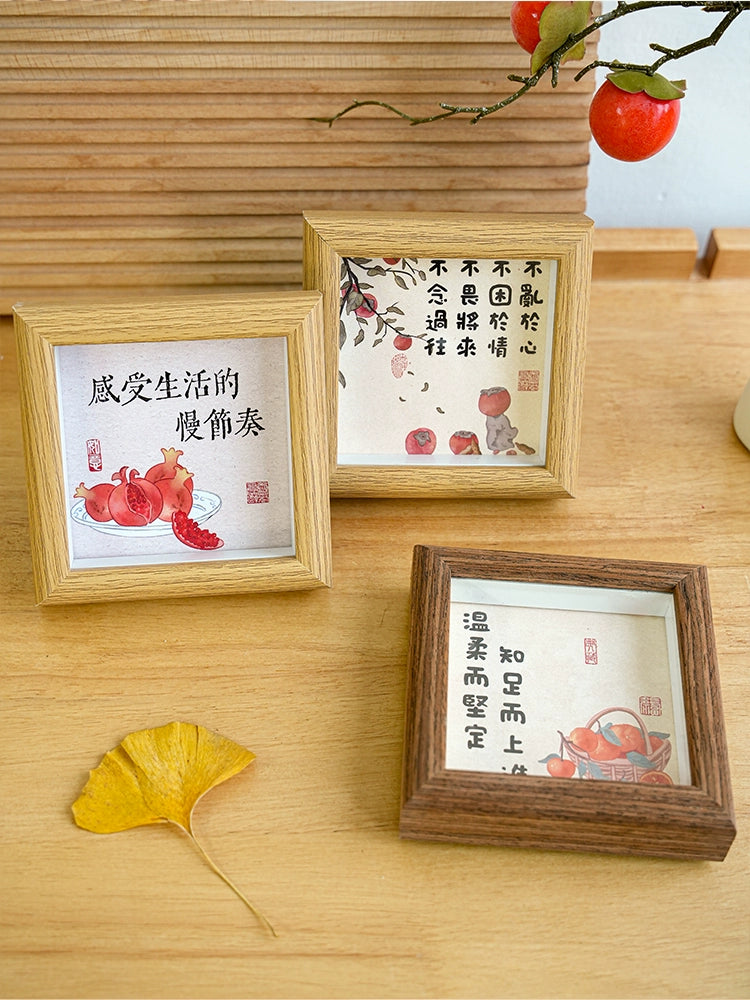 New Chinese-style insertion of square photo frame, table top, ancient photo props