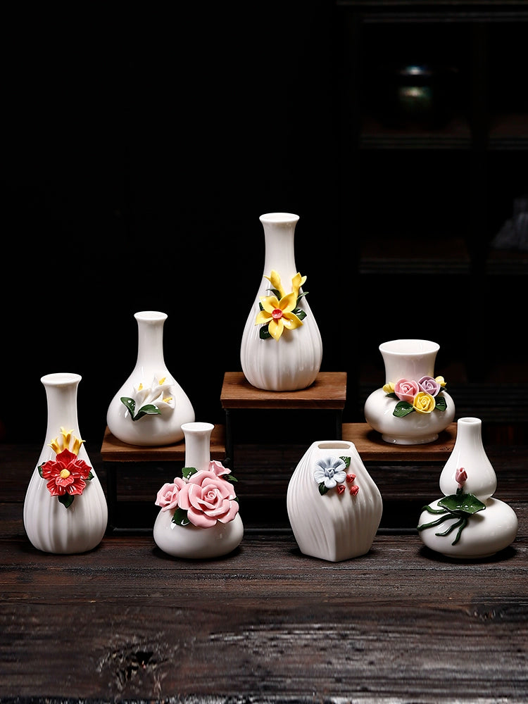 Italian ceramic small vase Feel small Coffee table desktop flower arrangement dried flower water Flower ware Home Furnishing