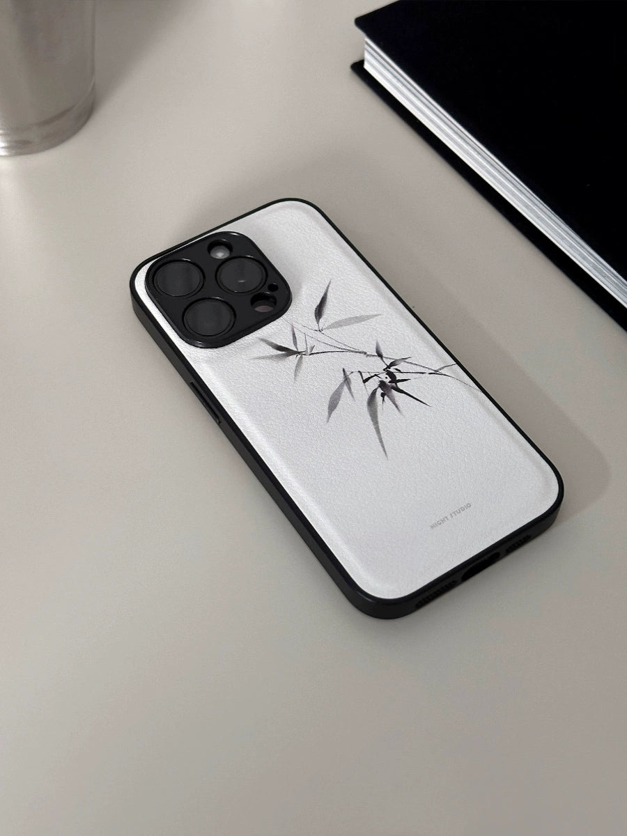 Night Studio Bamboo White Leather Phone Case