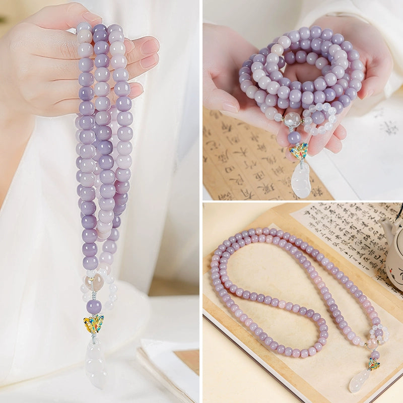 Douyin same taro purple white jade bodhi bracelet female 108 Bodhi root cultural play Play Buddha bead hand