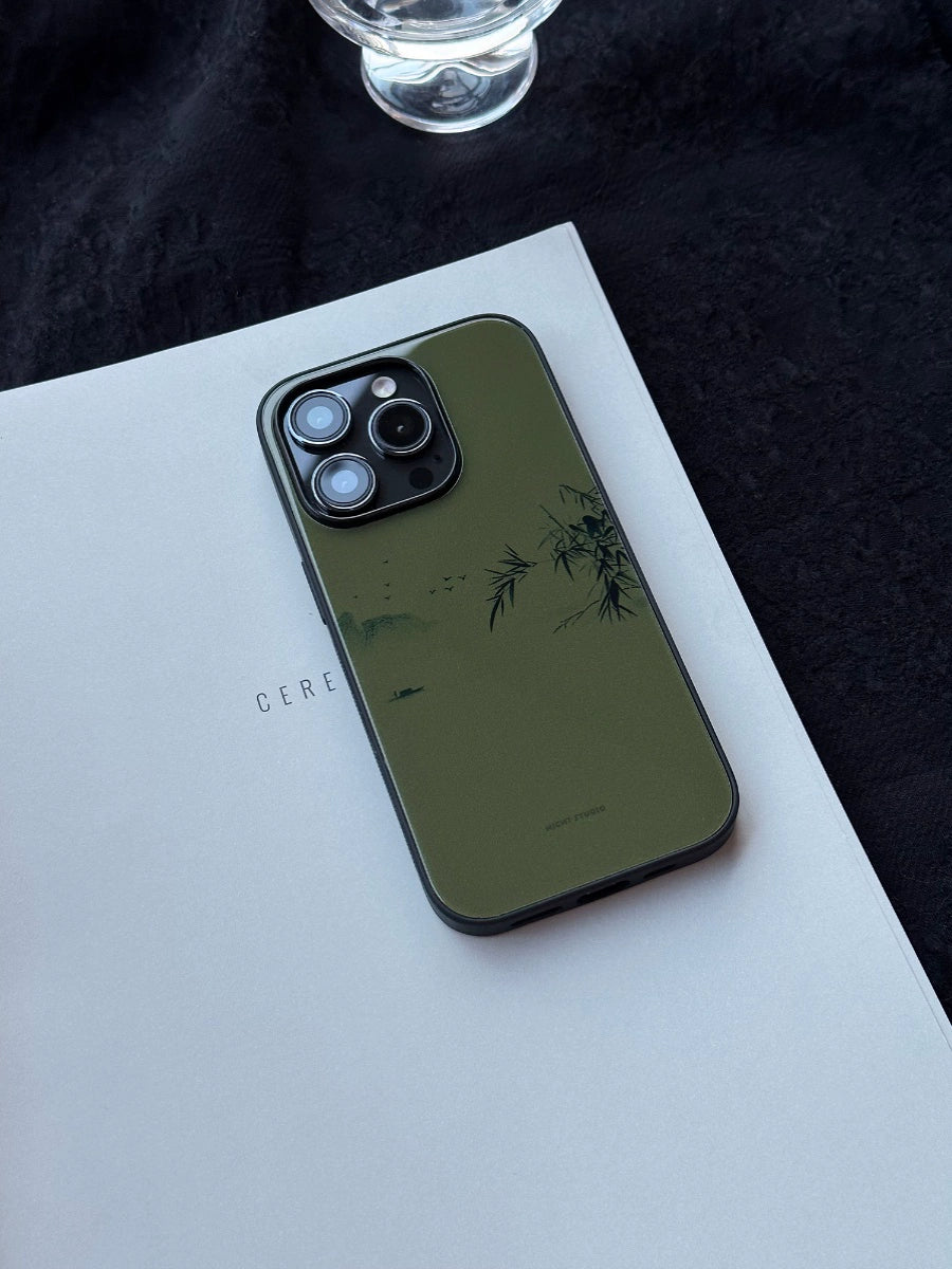 River and Mountain Painting Green Phone Case