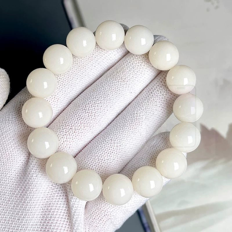 Spring Limited Bodhi Bracelet Color White Jade Bodhi Root Play Female Finger Soft Play Wenwan Buddha Bead Bracelet