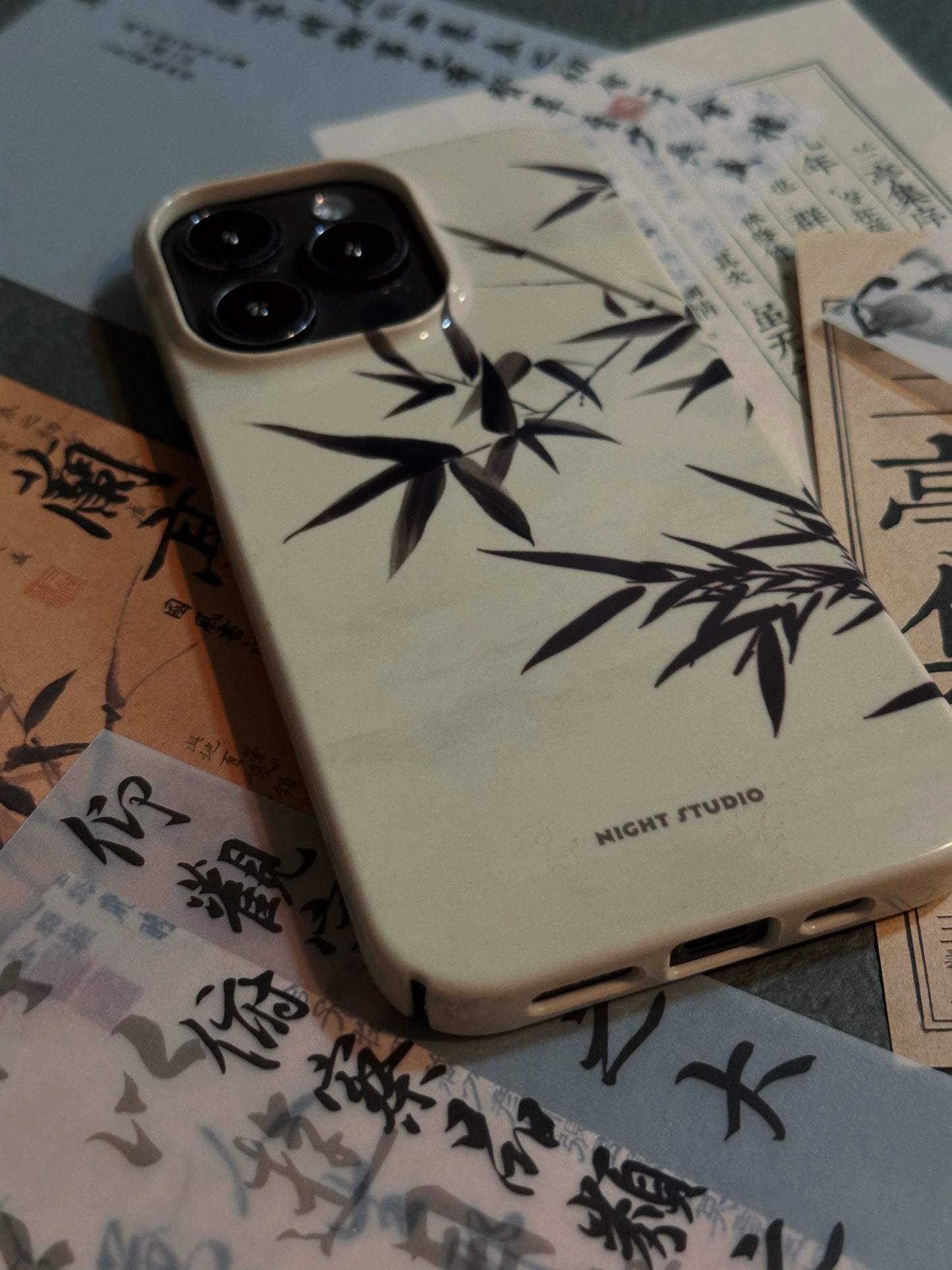 Night Studio Vintage Bamboo Yellow Phone Case