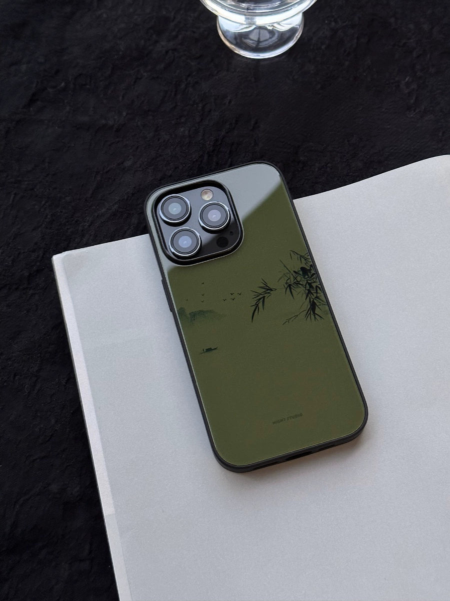 River and Mountain Painting Green Phone Case