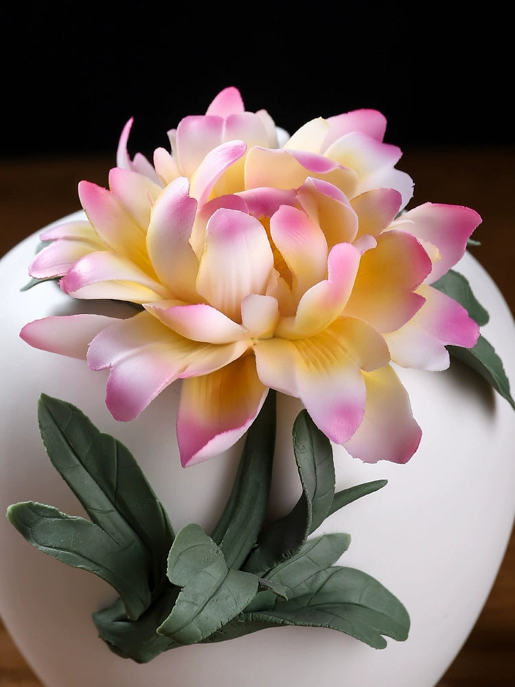 Ceramic Handmade Peony Vase Guest Arrangement Flower Dry Flower Generation Luxury High Sense Table Wine Product