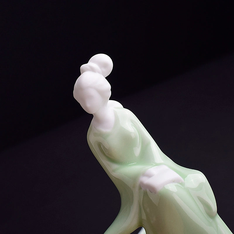 Ceramic lady Classical beautiful woman Celadon Chinese people Meaning Home Tenant Flower