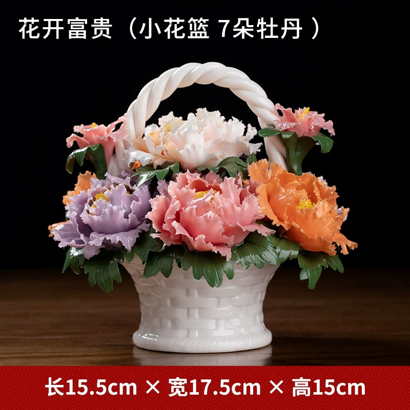 Ceramics "Flower Wealth" Peony Flower Piece "Office Customer" Desktop "Product" Product "