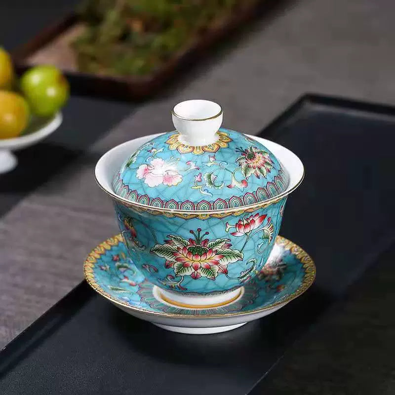 180ML Gold Flowers Gaiwan