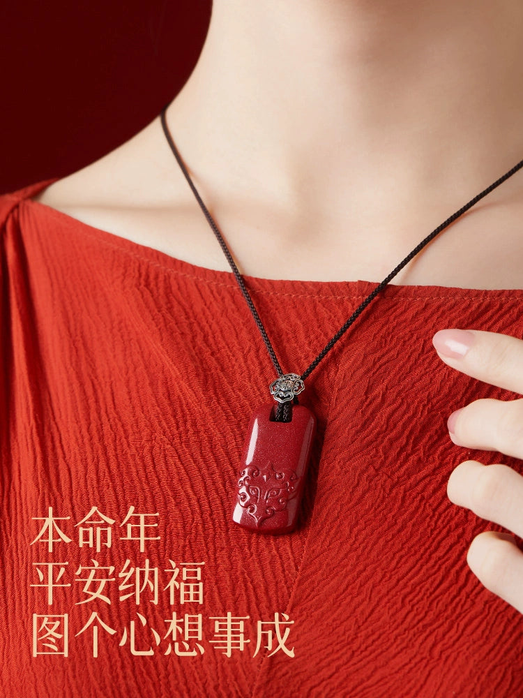 Natural original cinnabar hanging female and male models, natal year, body symbol, and brand.