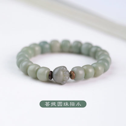 Natural Bodhi Root + Claw Bracelet Women's Hand + Original Seed High Density White Jade Bodhi Bodhi Seed + Play + Finger Soft Handheld