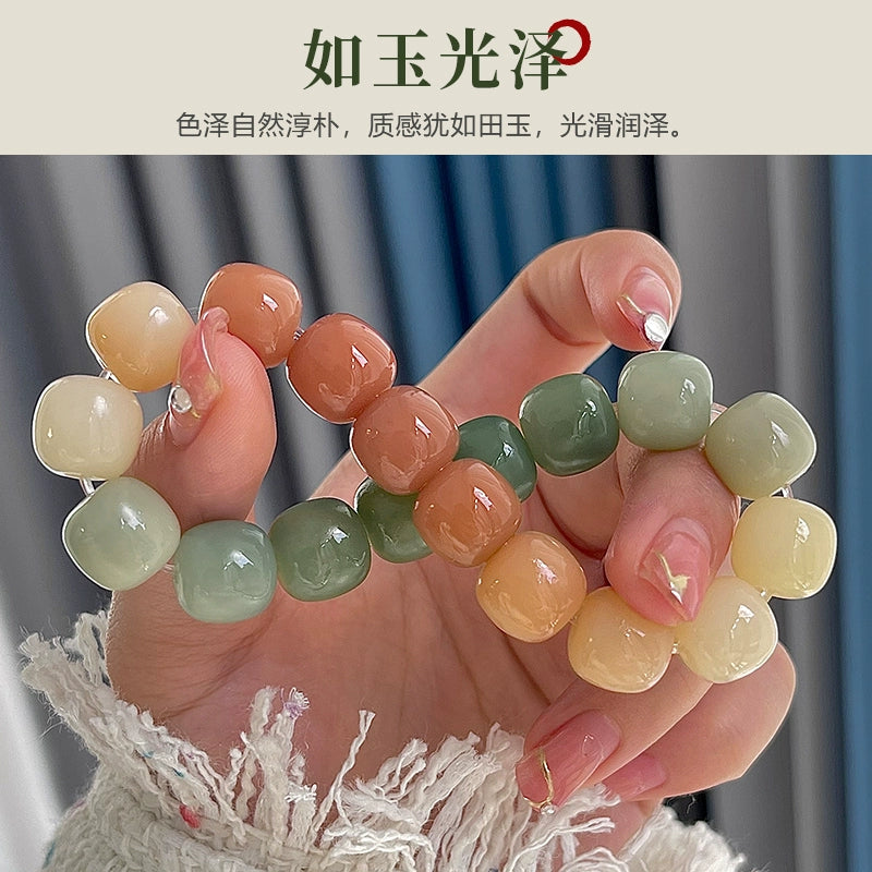 Spring Limited Bodhi Bracelet Color White Jade Bodhi Root Play Female Finger Soft Play Wenwan Buddha Bead Bracelet