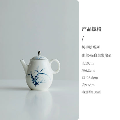 Hand-drawn platinum tea Household ceramic small tea making tea Chinese kung fu tea set small porcelain