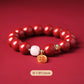 Natural cinnabar bracelet women's official flag store Year natal year Hetian jade Bead Body talisman