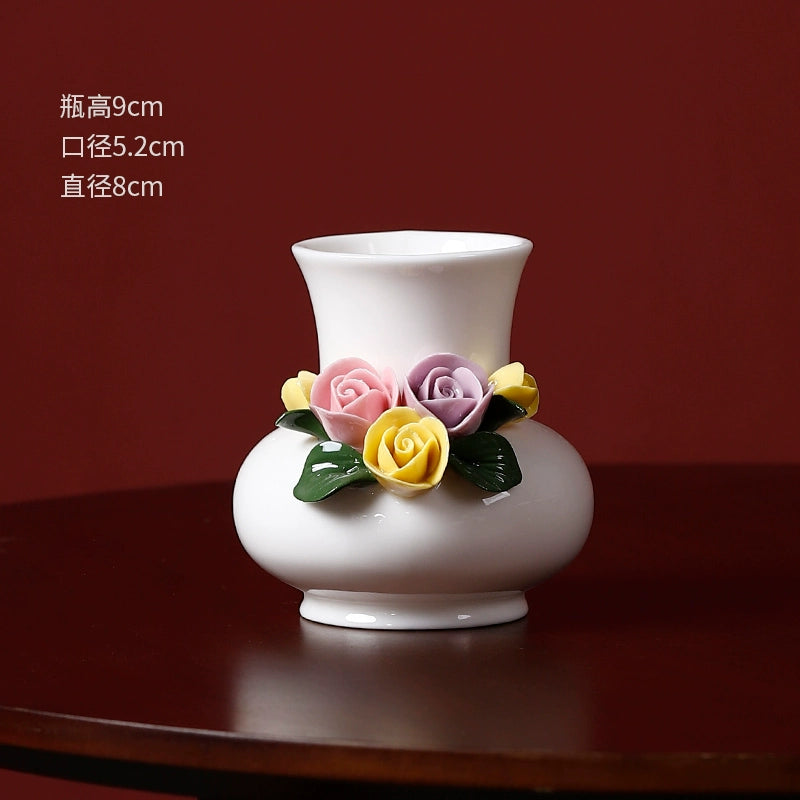 Italian ceramic small vase Feel small Coffee table desktop flower arrangement dried flower water Flower ware Home Furnishing