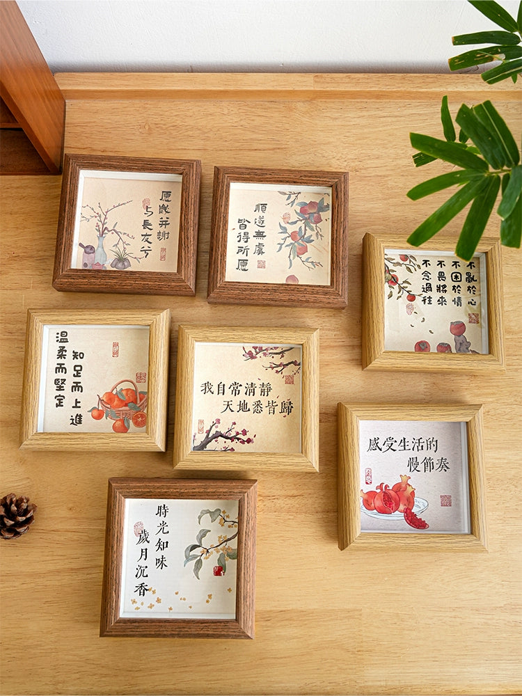 New Chinese-style insertion of square photo frame, table top, ancient photo props