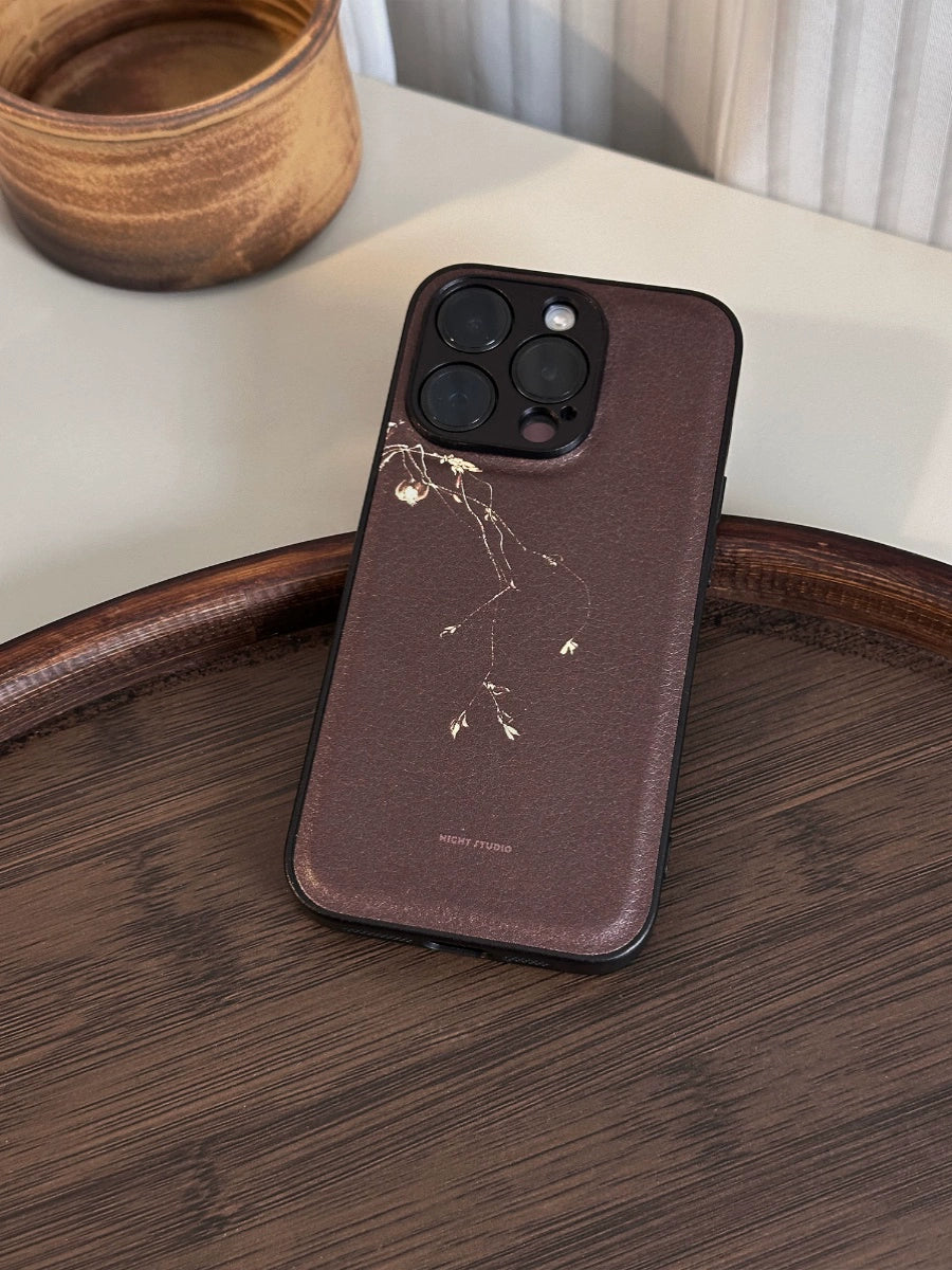 Night Studio Sandalwood Branch Leather Phone Case