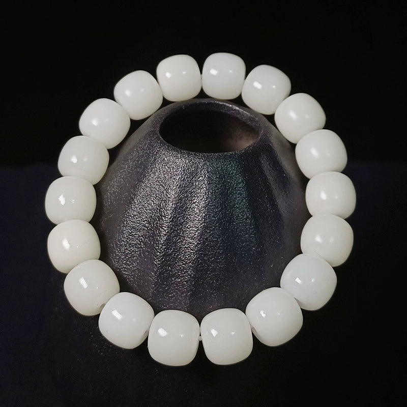 White Jade Bodhi Root Bracelet Female Finger Soft Wen Play Bodhi Son Bead Buddha Bead Male Player Female