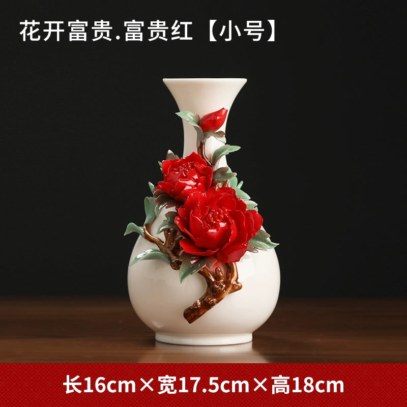 Chinese ceramic vase guest room flower arrangement high-quality porcelain flower luxury desktop