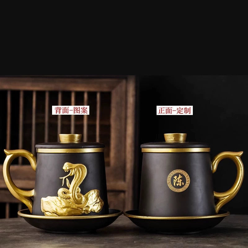 Gilt purple sand tea set