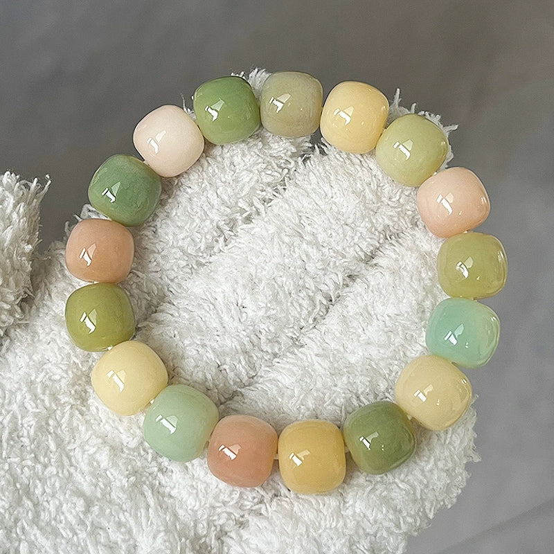 Spring Limited Bodhi Bracelet Color White Jade Bodhi Root Play Female Finger Soft Play Wenwan Buddha Bead Bracelet