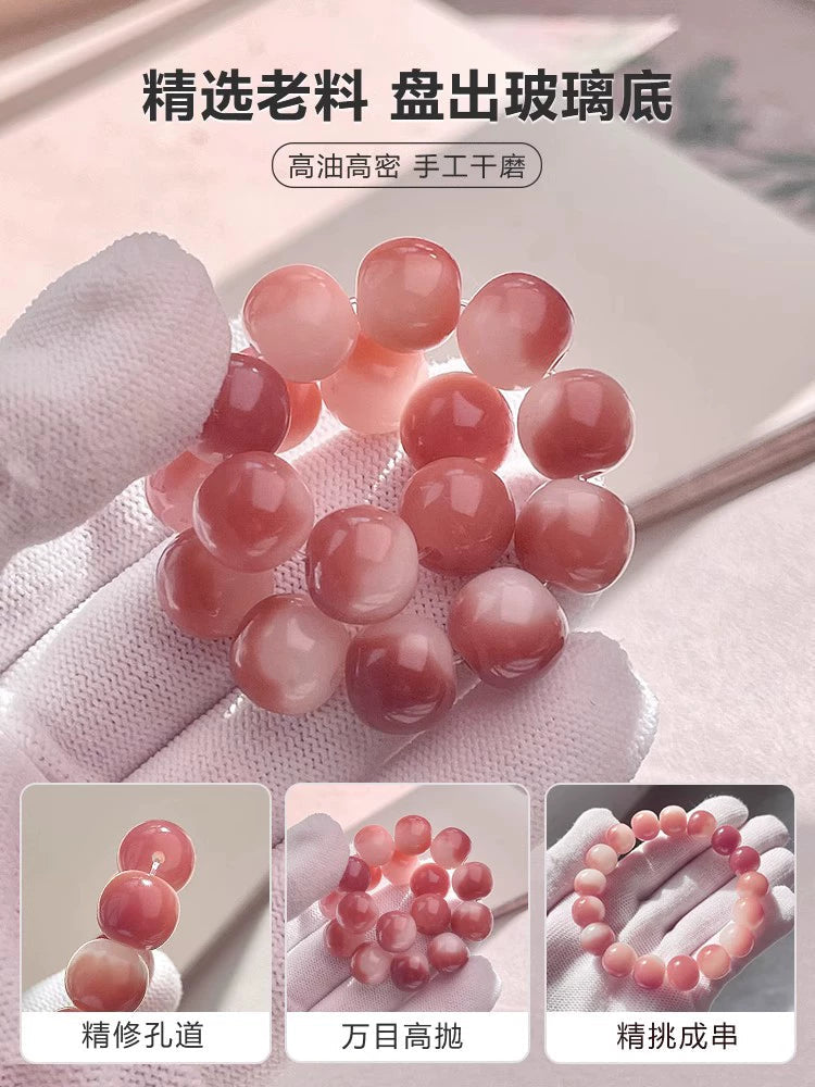 Small Purple Pink White Jade Bodhi Root Bracelet Female Finger Soft Wen Play Bodhi Child Buddha Bead Male Raw Play Hand