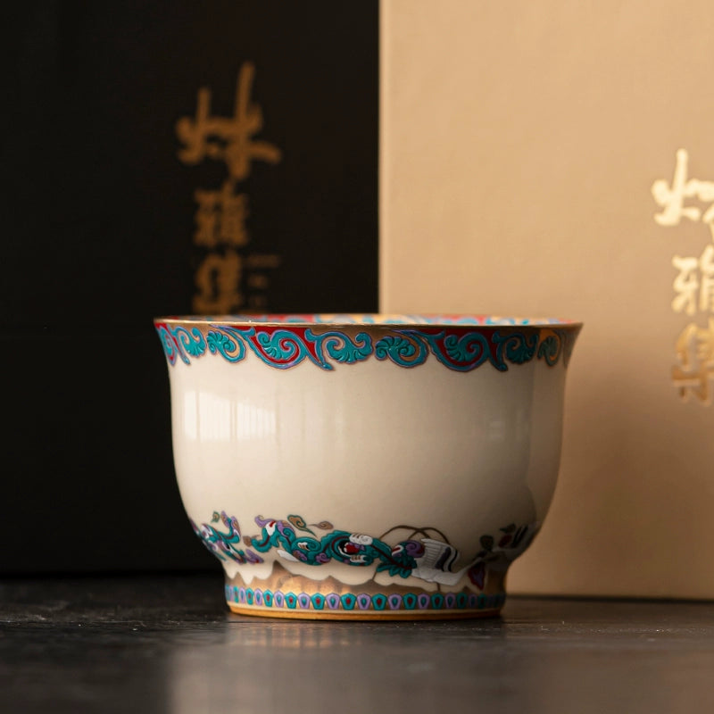 Dunhuang Teacup Master Cup Plant Ash Cup People's Ceramic Tea Tasting Cup Kung Fu Tea Set Tea Use Cup