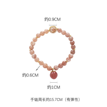 Tai Shi Hand Sweet Essence Small Peach Hanging Ring Bracelet for Girlfriend's Honey Birthday Gift