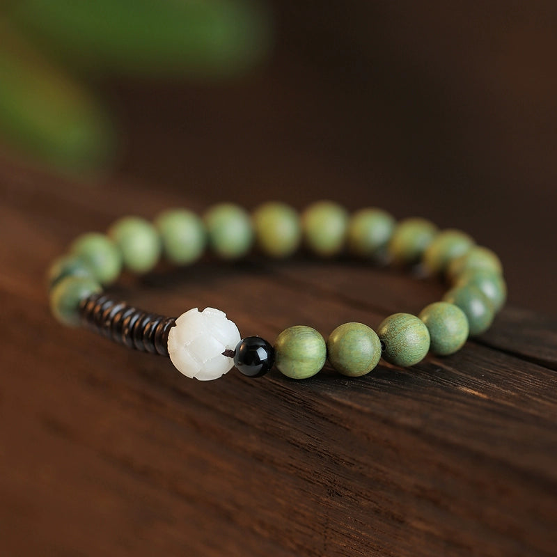 Natural Sandalwood Bracelet Male Buddha Bead Sandalwood Rosary Bead Sandalwood Sandalwood White Jade Bodhi Floral Play Hand Female