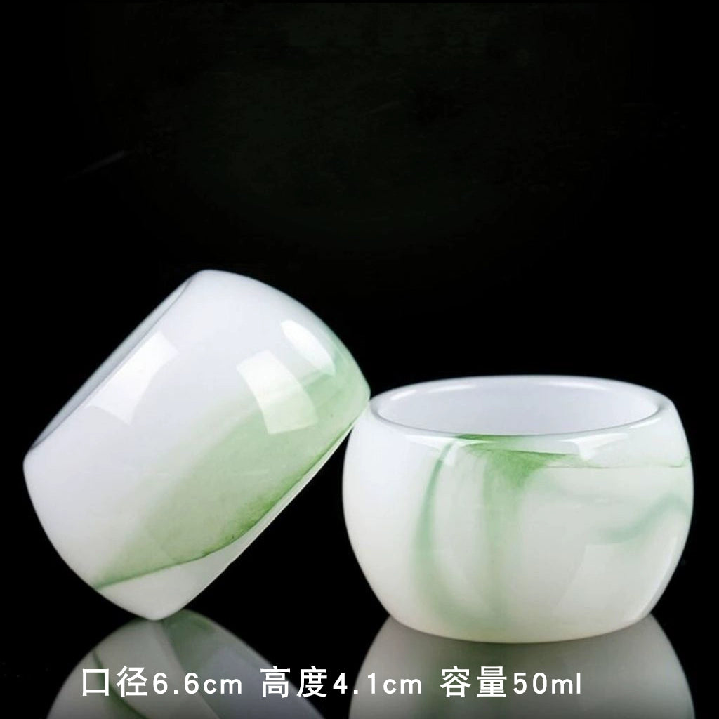 Jade + Jade Teacup Wine Cup Kung Fu Tea Set Self-Use + Raw High + Jade Master Cup ++ Tea Cup