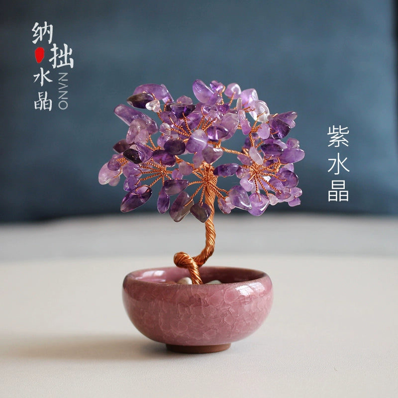 Natural Purple Pink Crystal Peach Blossom Birthday Items can be purchased for home customers and public desktop products.