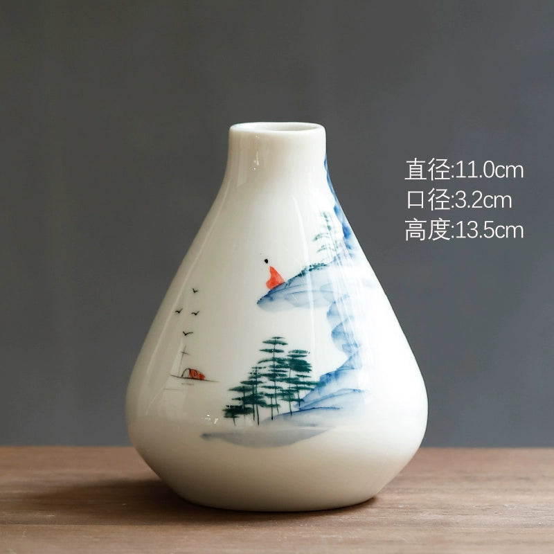 New Chinese-style hand-made pottery vase large-mouth water culture device, home furnishing product, desktop customer, flower arrangement