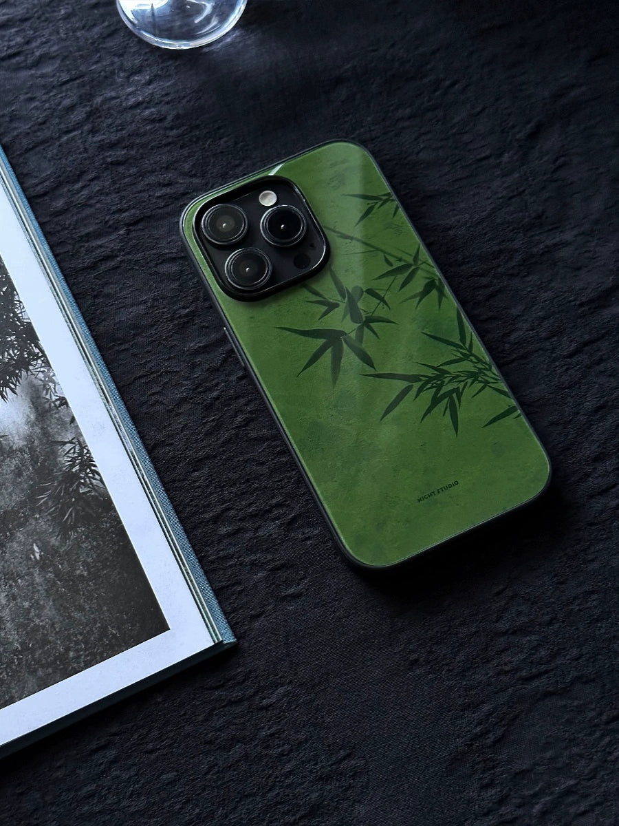 Night Studio Retro Green Bamboo Leaf Phone Case