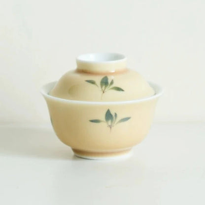 Yellow Hand-painted Butterfly Orchid Gaiwan