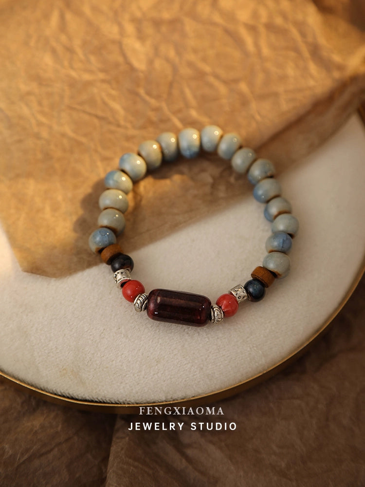 New Chinese ceramic beaded hand - women's luxury small - fine - ancient - high-sense bracelet with tide