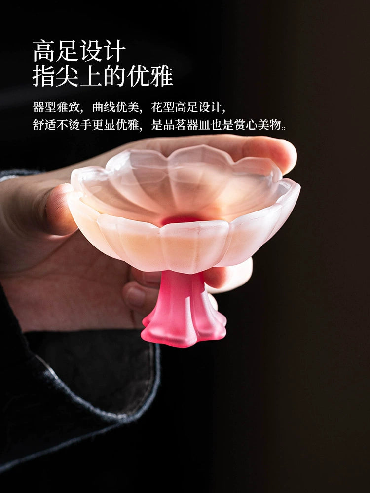 Pastel glazed tall cup + fragrant cup + wine glass + luxury high + high value + Baijiu cup drinking teacup children