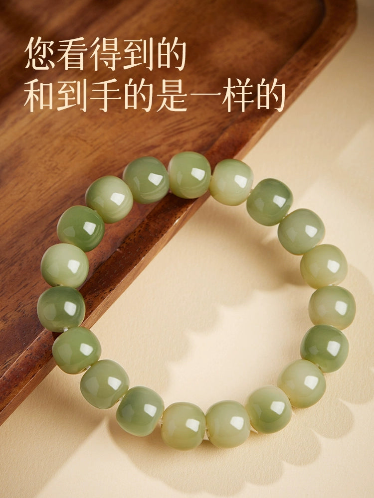 Bodhi Bracelet Women's White Jade Bodhi Sub-Hand Finger Soft Play Bracelet Men's Buddha Bead Bodhi Root