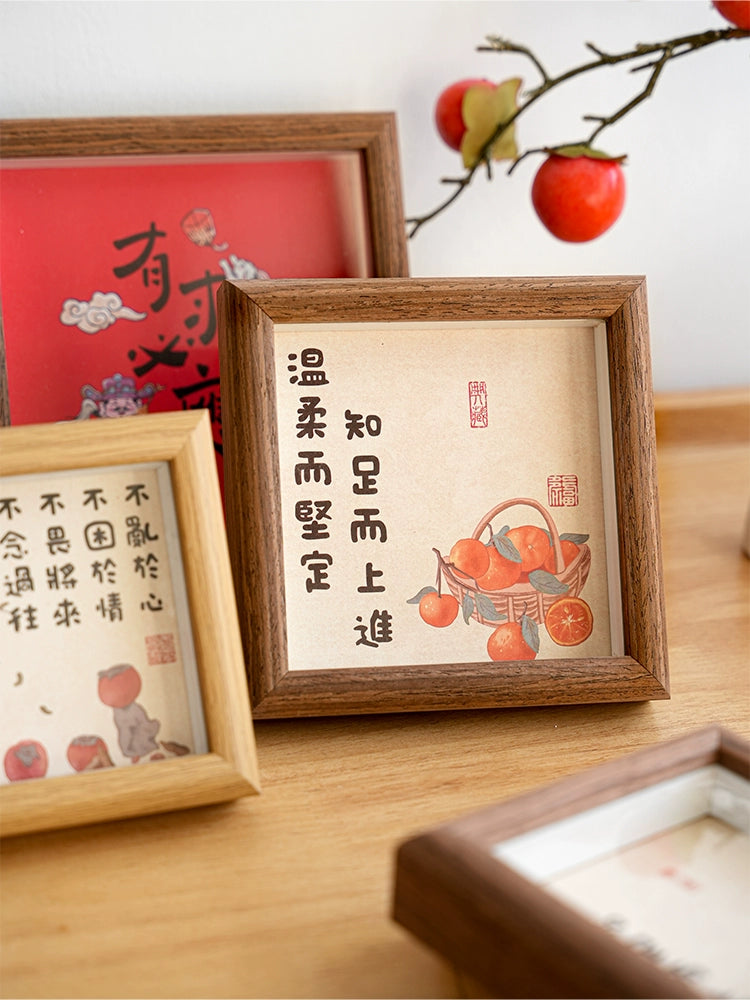 New Chinese-style insertion of square photo frame, table top, ancient photo props