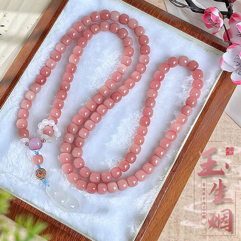 Natural Ice Penetrating Powder 108 Genuine White Jade Bodhi Child Bracelet Buddha Bead Male Rosary Bead Wenwan Players Ladies