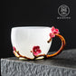 Mo Shou enamel water cup female flower teacup household flower teacup tea glazed cup crystal glass