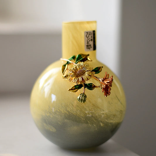 出口彩色手作琺瑯彩玻璃藝術花瓶居家歐式輕奢裝飾擺件臺面小花器