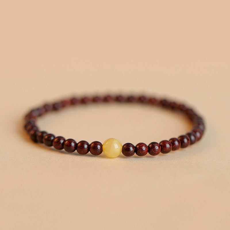 Authentic Indian Small Red Sandalwood Bracelet Men's Old Wood Buddha Bead Gold Star Old Material Sandalwood Sandalwood Hand Women's