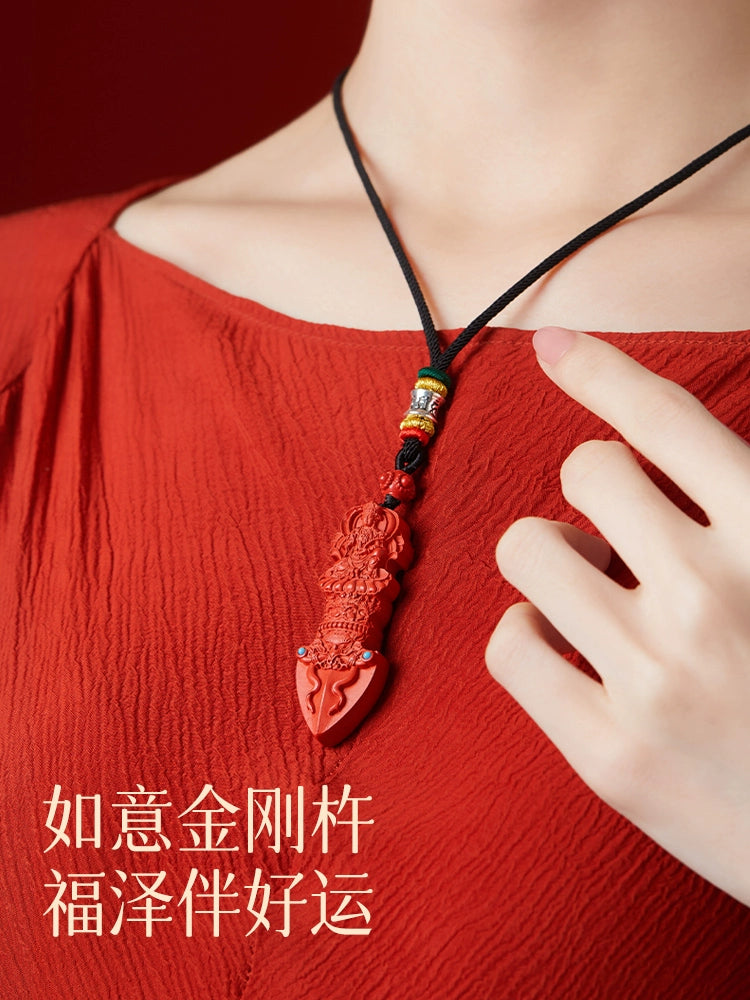 Year natal year with Natural original Cinnabar gold Pestle hanging Female natal Buddha Conquering Demons Male body talisman