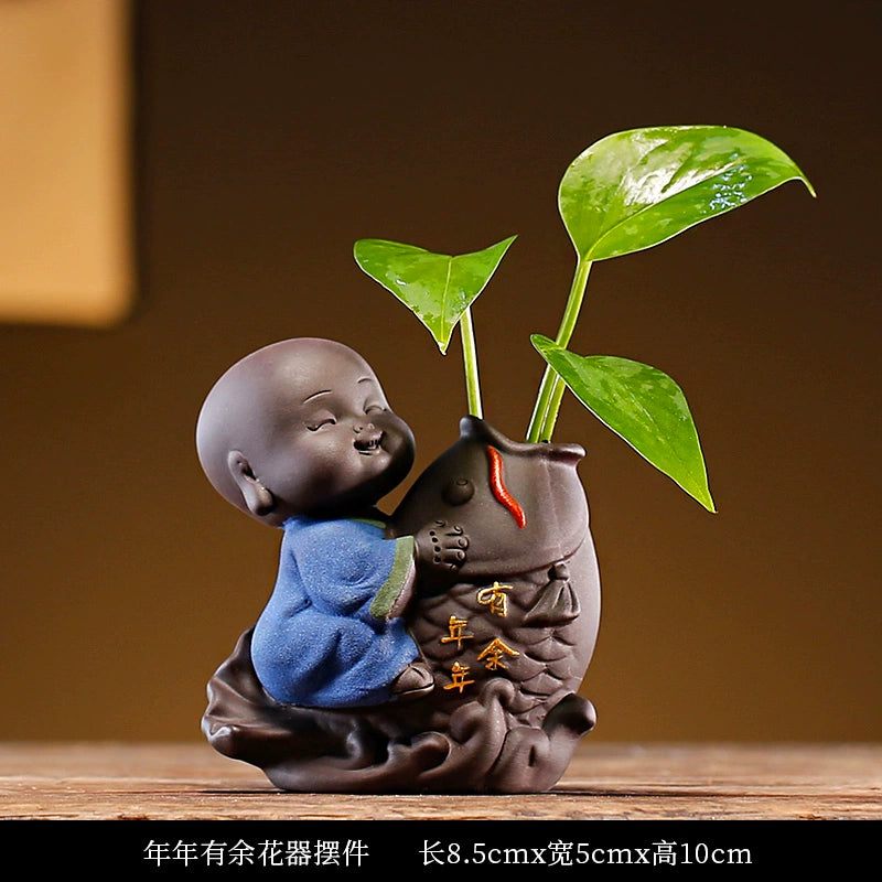 Little Monk Tea Small Flower Ware New Ceramic Piece Kung Fu Tea Ceremony Tea Table Hydroponic Vase Tea Set Accessories