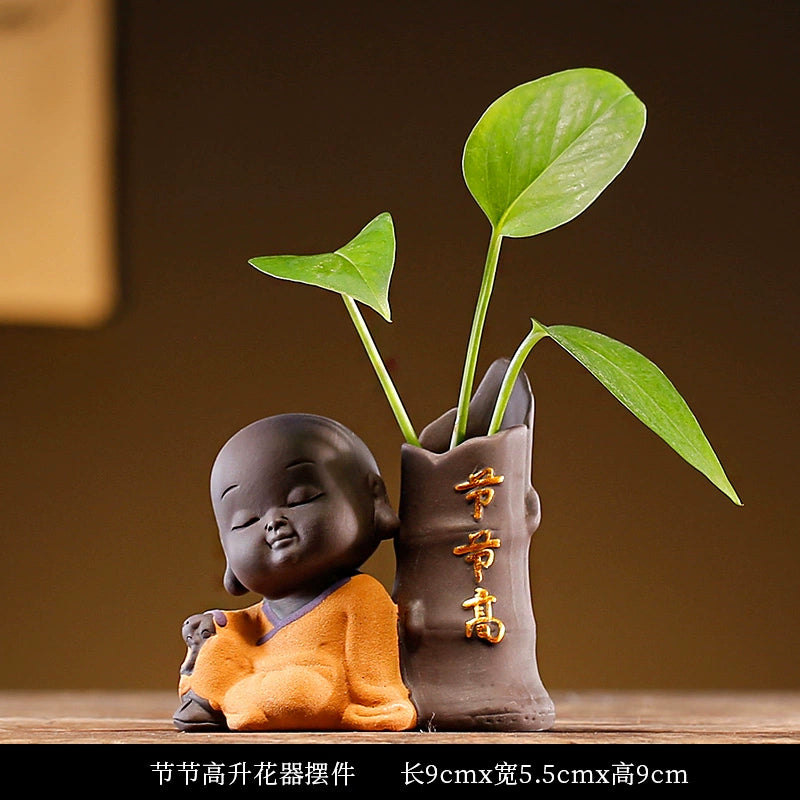 Little Monk Tea Small Flower Ware New Ceramic Piece Kung Fu Tea Ceremony Tea Table Hydroponic Vase Tea Set Accessories