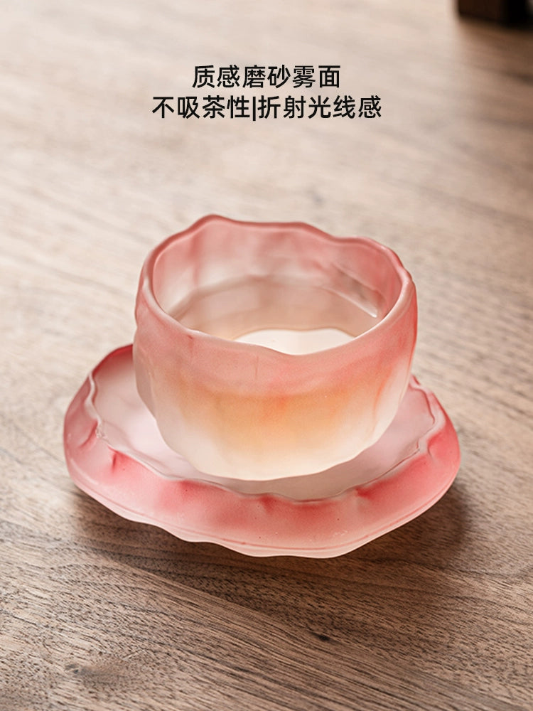 Crystal glazed glacier cup pink small teacup lady master cup + cup household kung fu tea set tea cup