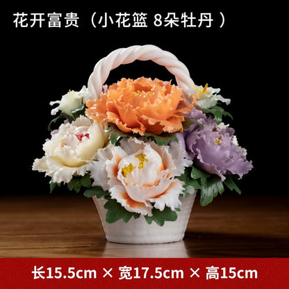 Ceramics "Flower Wealth" Peony Flower Piece "Office Customer" Desktop "Product" Product "