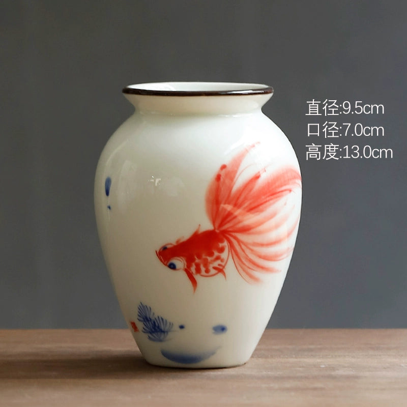 New Chinese-style hand-made pottery vase large-mouth water culture device, home furnishing product, desktop customer, flower arrangement